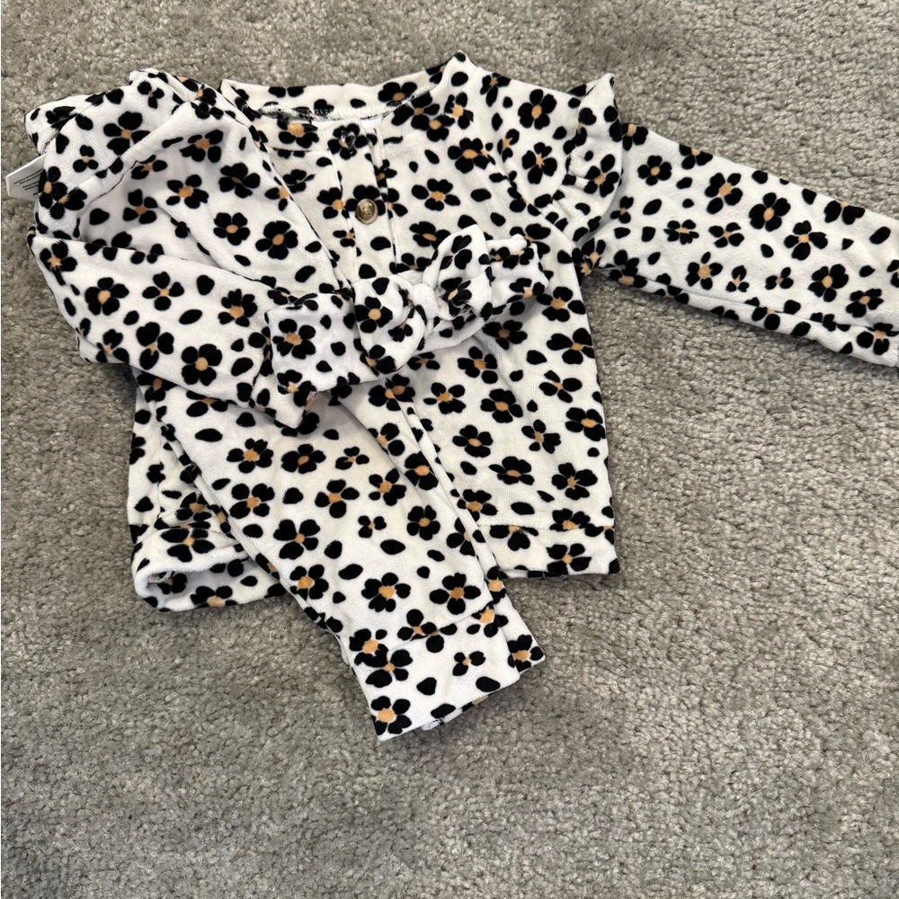 Little Lass Black and Gold Floral Kids Matching Set